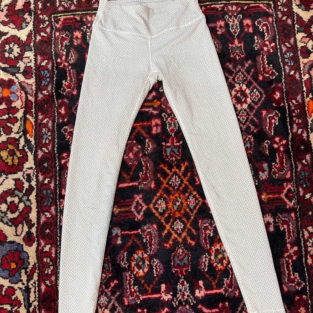 White & grey print cotton leggings